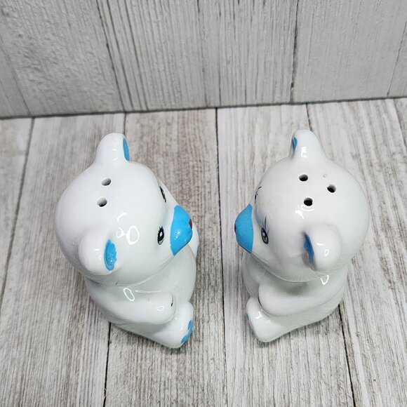 Vintage Loomco Salt and Pepper Shakers Teddy Bears Blue White 1992 - Picture 5 of 8